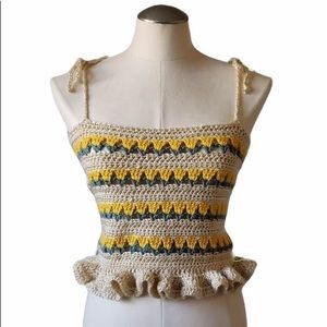 Handmade crochet flower ruffle top